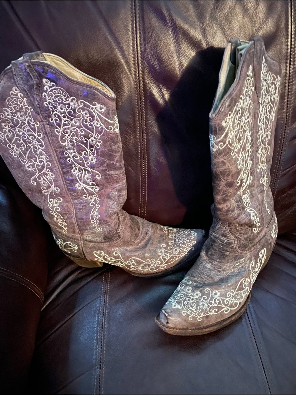 Corral Purple Western Embroidered Heeled Boots